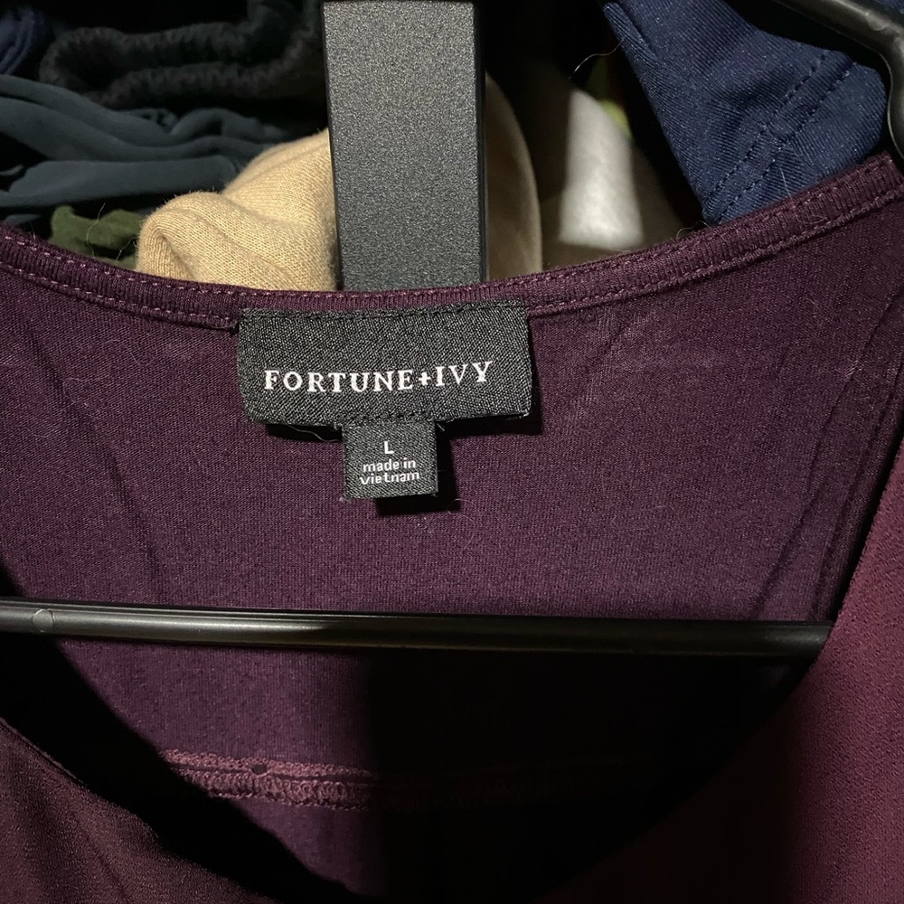 Fortune & Ivy Women's Elegant Plum Blouse - Picture 3 of 3